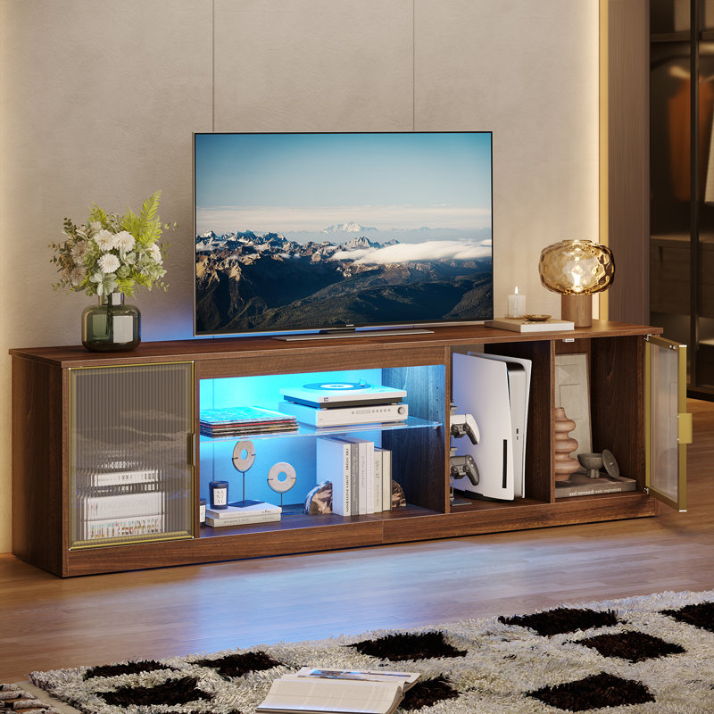 Kruszewski 70Inch LED TV Stand for 75inch TVs, TV Console with Storage, Media Console with Adjustable Shelf