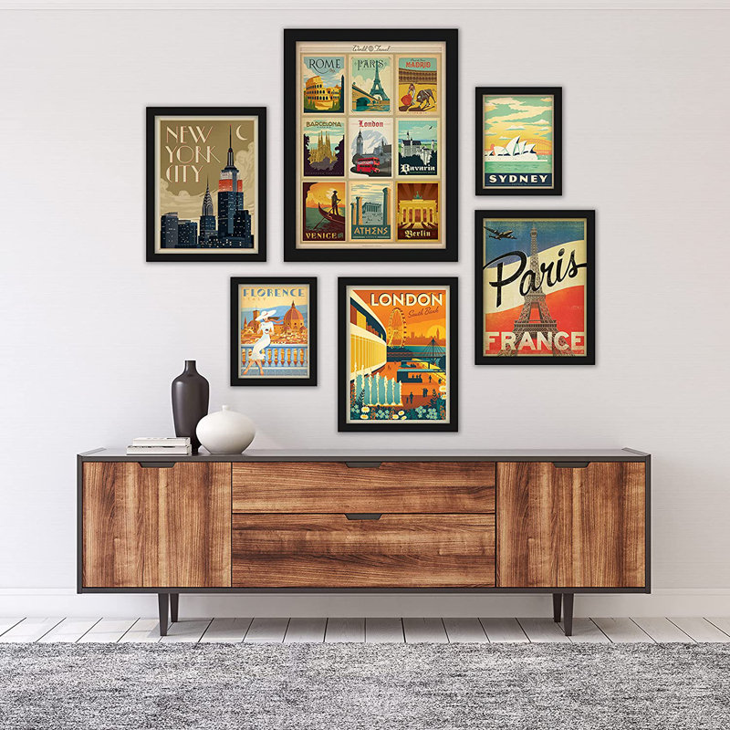 World World par Anderson Design Group - Ensemble de 6 cadres muraux encadrés