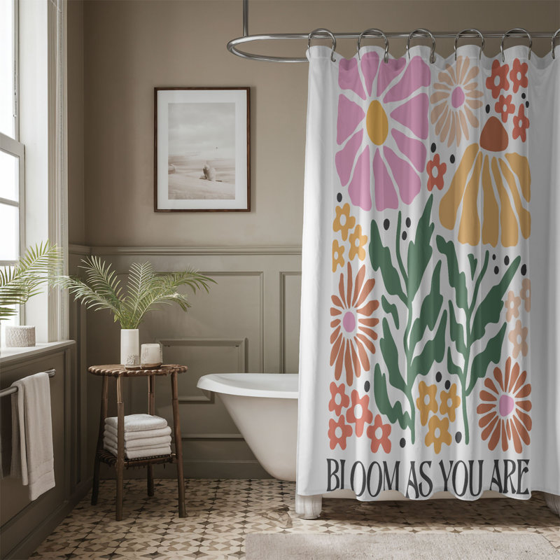 Rideau de douche 1 pièce Boho Petals, H 74 po x l 71 po