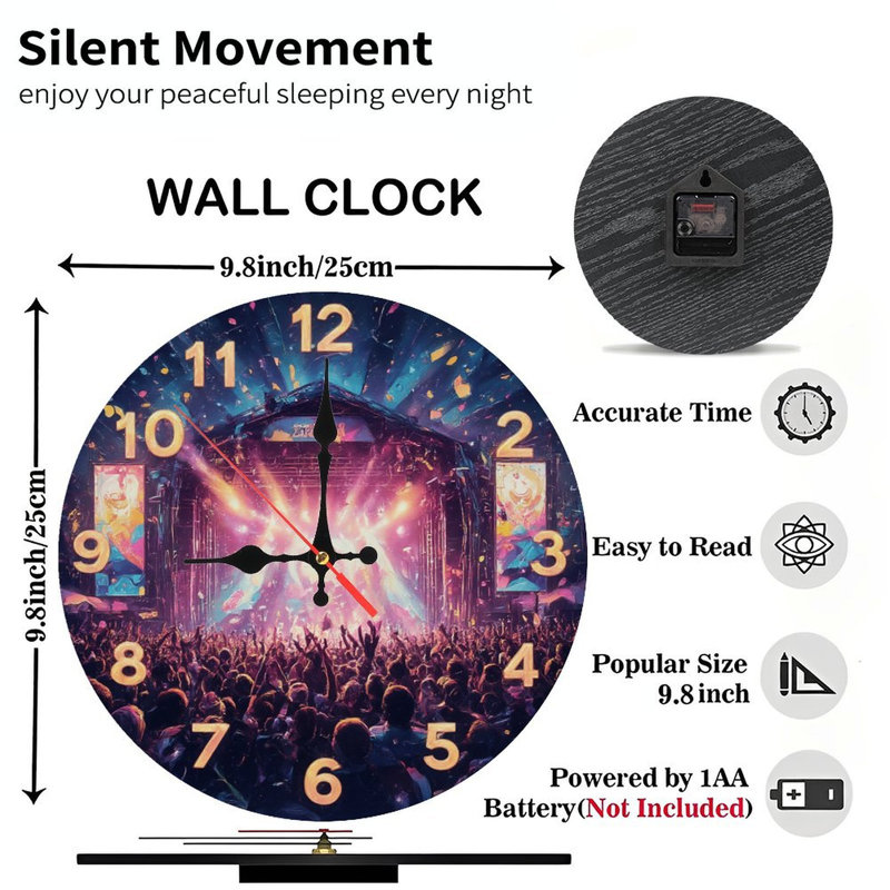 Horloge de fête musicale avec foule