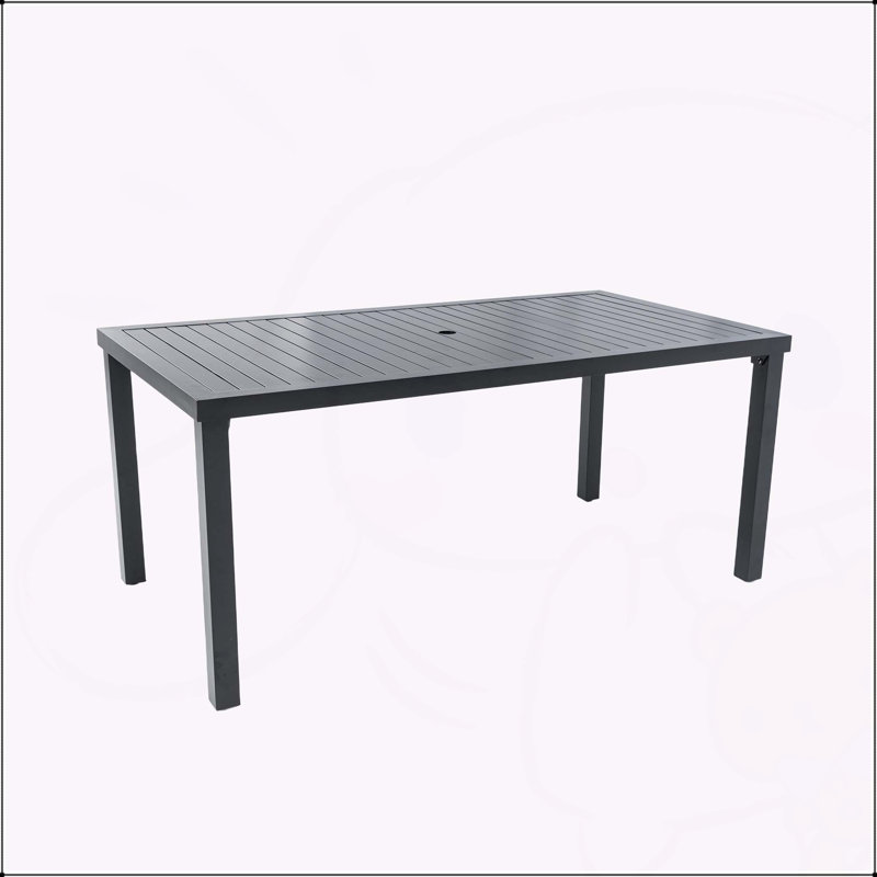 Modern 35.5"x67" Rectangular Outdoor Patio Dining Table with Post-Leg Design