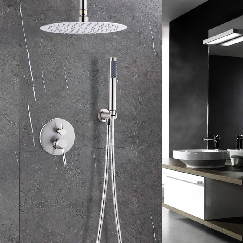 10 Inch Shower Head And Handheld Unit In Brushed Nickel For Bathroom Luxury Experience Pair Upgrade