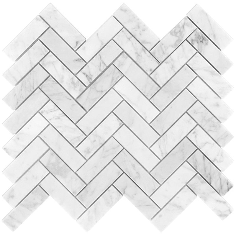 Carrara 1X3 Herringbone Polished Mosaic Tile