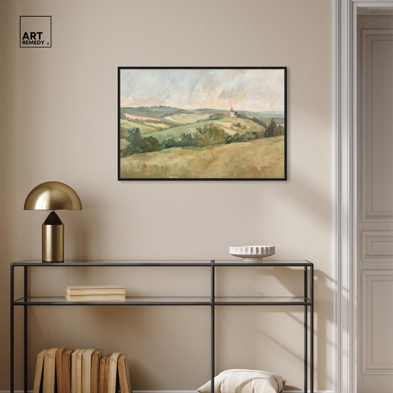 «Peaceful Pasture», toile classique par Art Remedy, Cadre noir, H 31 po x l 46 po