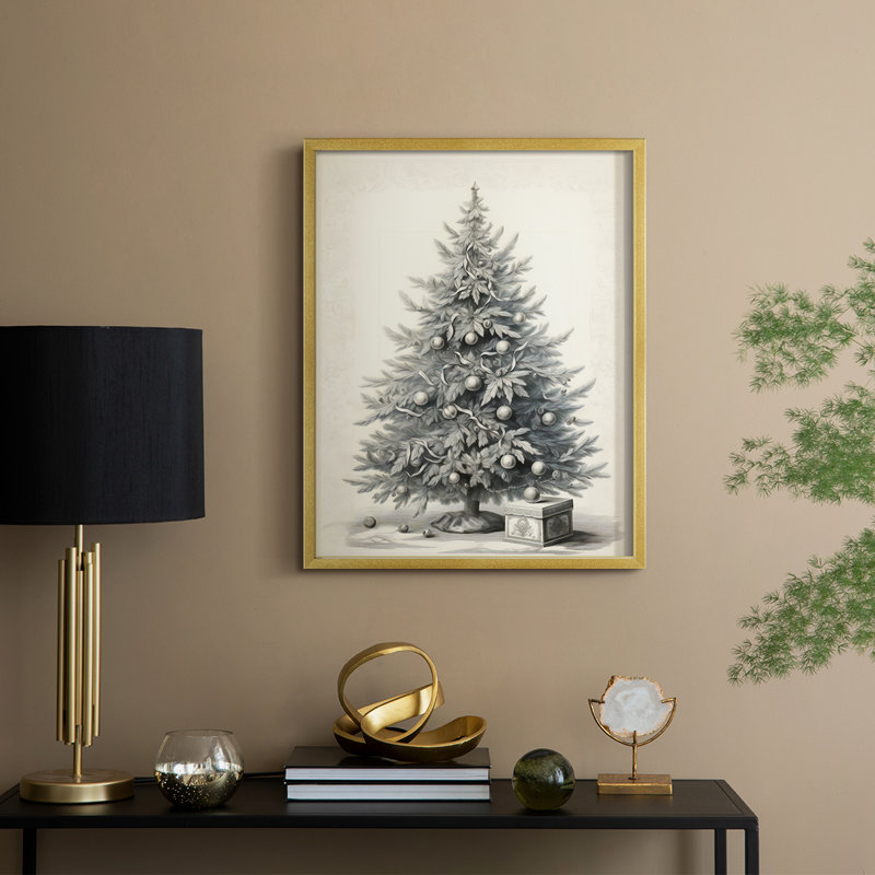 Christmas Holiday Art CDLXXXIX Framed Print - Solid Wood, H 30 po x l 24 po, Doré