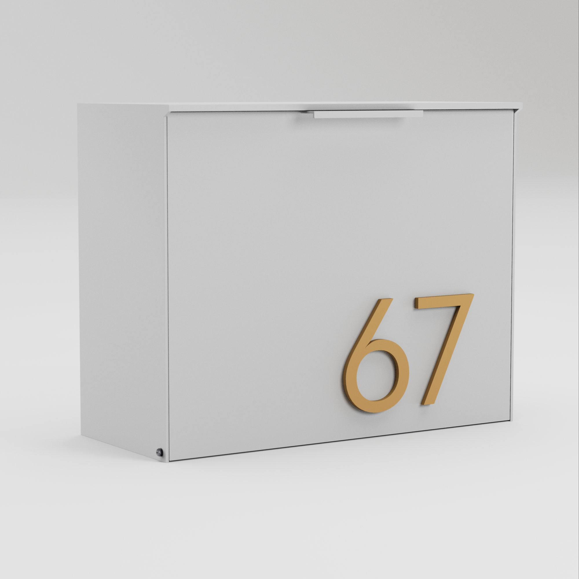 Cubby Wall Mounted Steel Mailbox, White, Brass, Yes