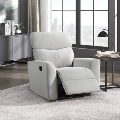 Karrar 37.5" Modern & Contemporary Velvet Reclining Chair with Tab Pull Recline, Pocket Coil Seating & Solid Wood Frame
