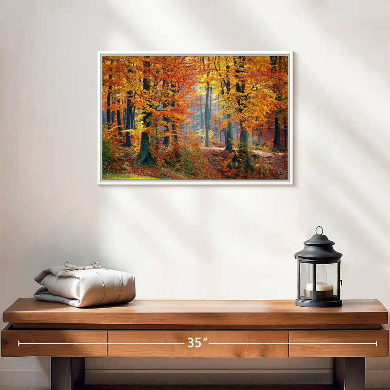 Arbres d'automne, Cadre flottant blanc, 19 po x 13 po