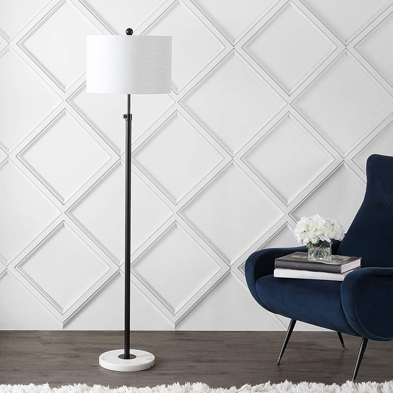 Adjustable Led Floor Lamp With Marble Base - Modern & Contemporary Design For Living Room, Bedroom, Office, Reading