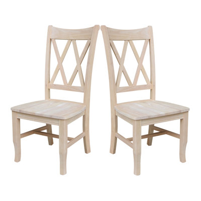 Maner Cross Back Solid Wood Dining Chair by Langley Street