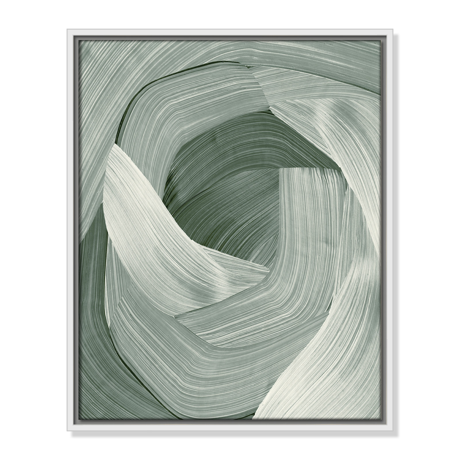 Enriched Emerald - Floater Frame Graphic Art Print on Canvas, White , 21.5" H x 17.5" W