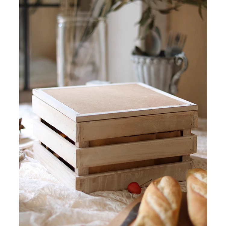 Rustic Wooden Storage Crate with Chalkboard Lid, 4.7" H x 7.8" W x 7.8" D