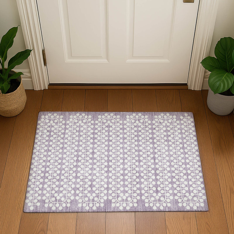 Premium Machine Washable Mayfield AMF2247 Geometric Rug, 1'8" x 2'6", Lavender