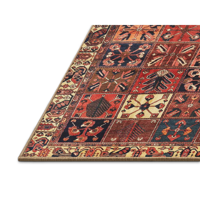 Tapis traditionnel rouge / beige, Rectangle 5 pi x 7 pi