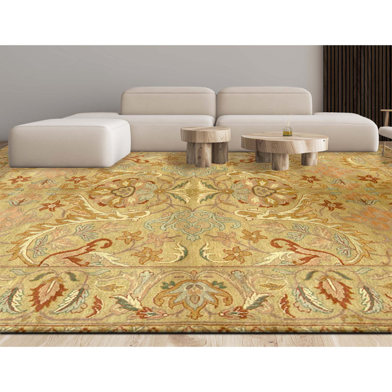 Tapis doré de haute qualité noué à la main