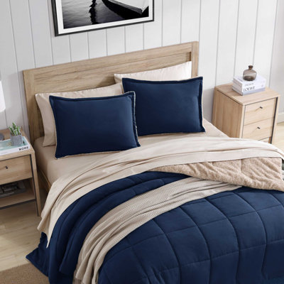 Ensemble d'édredon réversible bleu marine Nautica Beckett