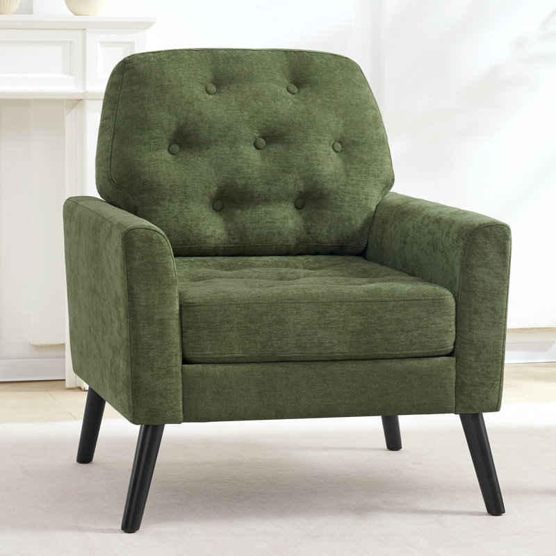 Accent Chair with Button-Tufted Back, Green
