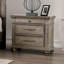 Mobilier de chambre à coucher formel Ensemble de 3 pièces pour très grand lit avec table de chevet et coffre en chêne vieilli avec rangement rembourré en tissu beige-129372672