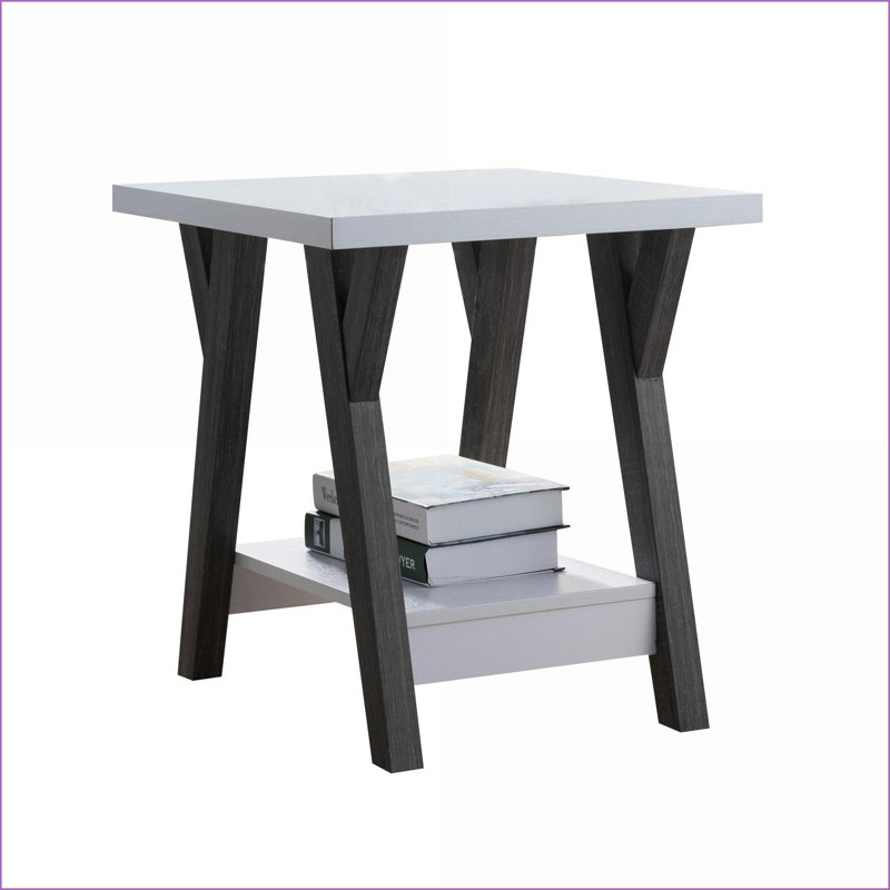 Table basse moderne blanche à 2 tons avec tablette pour le salon, rangement peu encombrant