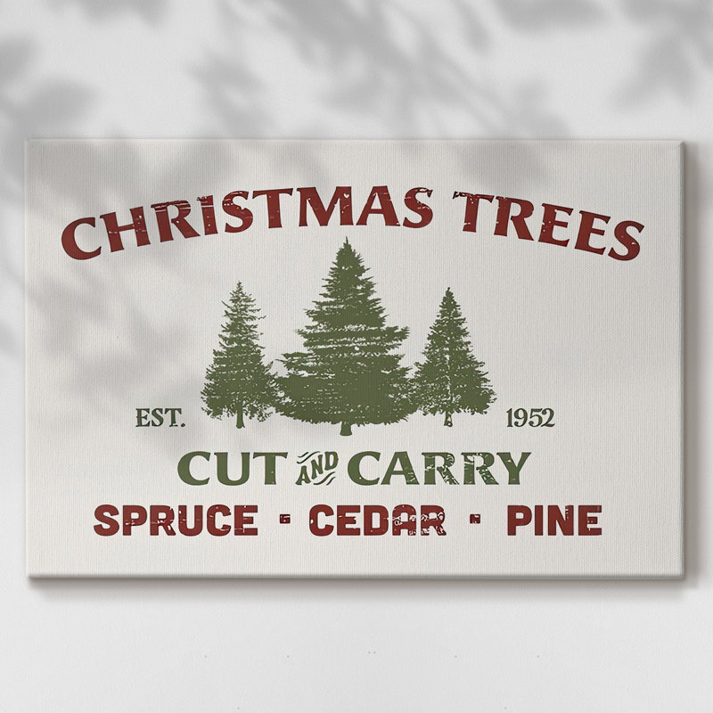 «Christmas Farm Sign I», reproduction sur toile, H 12 po x l 18 po x P 1,5 po