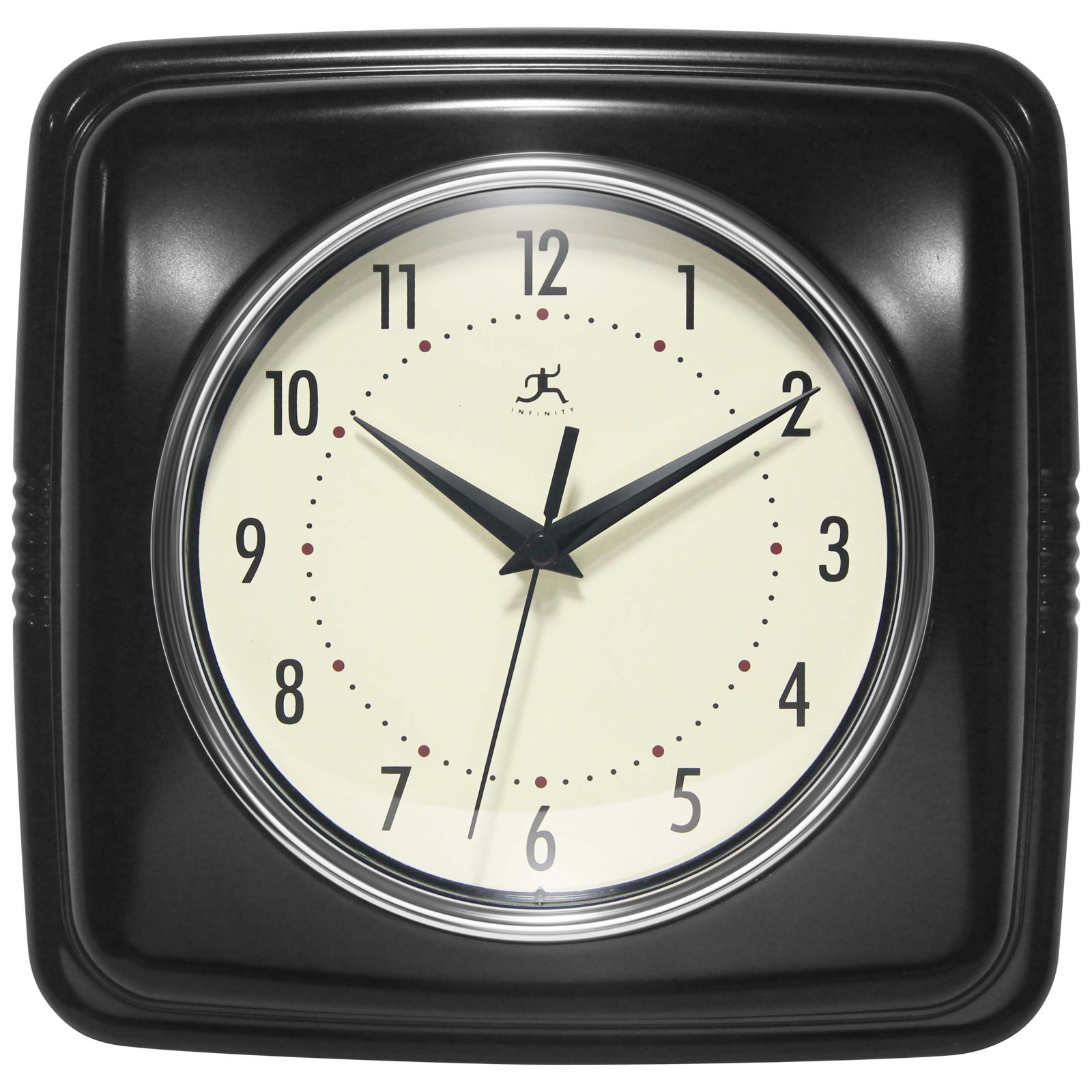 Orrwell Square Plastic Wall Clock 9.25 Inches, Black