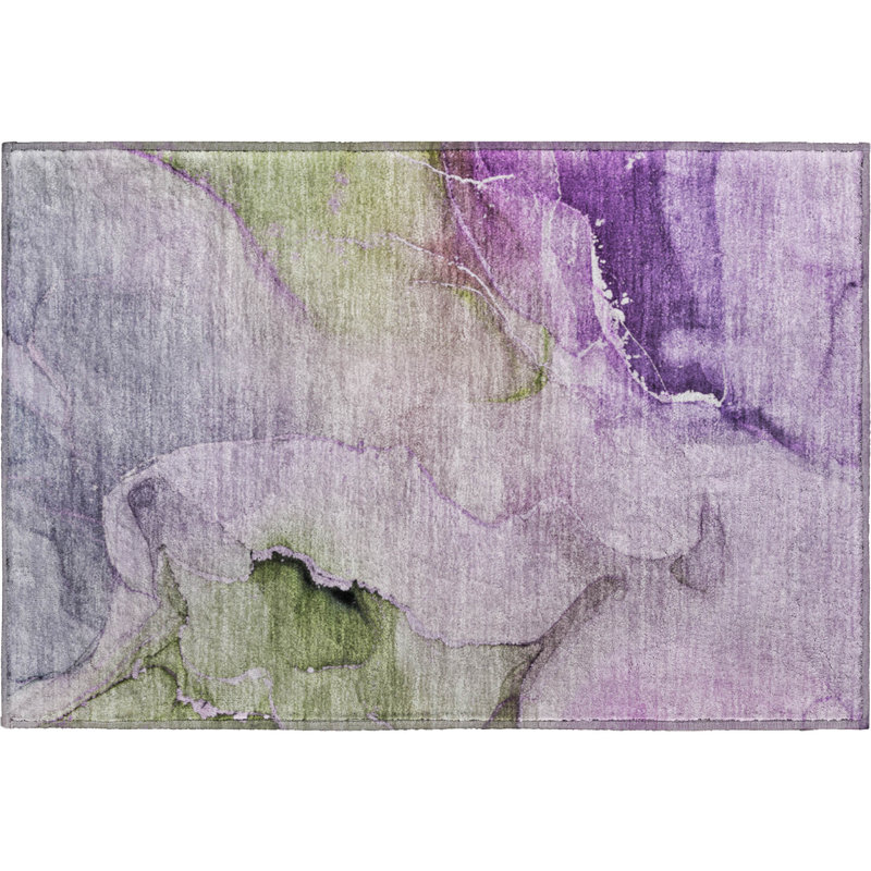 Premium Machine Washable Cerrito AMF521 Purple Rug, Rectangle 1'8" x 2'6"