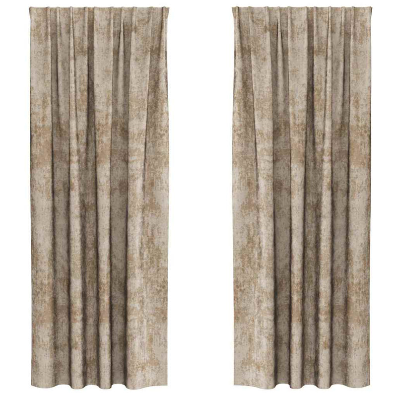 Curtain With Curtains 2 Pcs Velvet, Champagne, 140cm Width x 245cm Drop