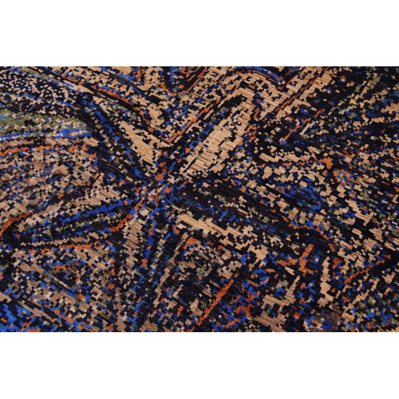 Tapis unique bleu / orange 9 pi 1 po x 11 pi 10 po Kellyanna par Arshs Fine Rugs
