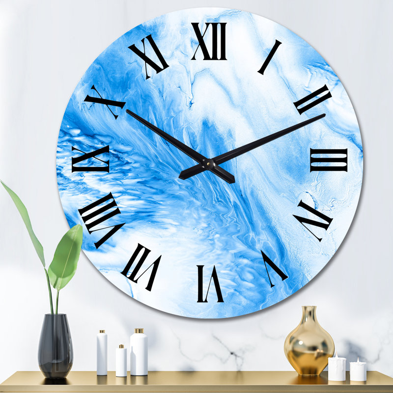 Horloge murale moderne bleue et blanche, Grand
