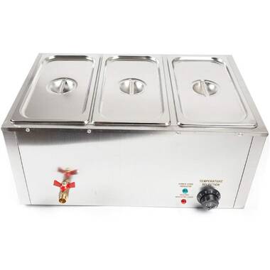 NutriChef 27.6 in. 3-Burner Stainless Steel Electric Food Warming