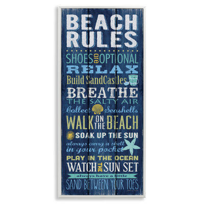«Beach Rules», panneau de motif de planches bleues, motifs de motivation, art mural par Stephanie Workman Marrott