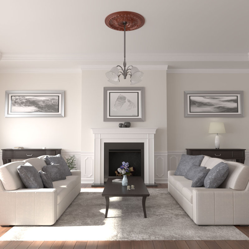Médaillon de plafond Endurathane Oslo, DE 38 3/8 po x P 2 7/8 po (convient aux auvents jusqu'à 7 5/8 po), finition brique réfractaire peinte à la main