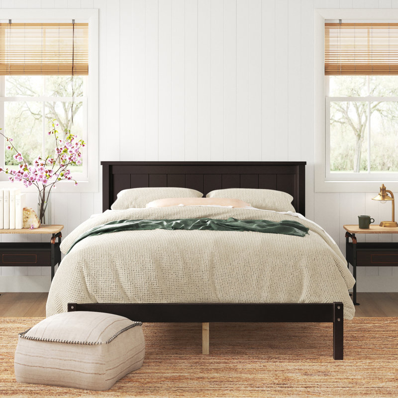 Lit plateforme en bois massif Julianne, Espresso, Grand