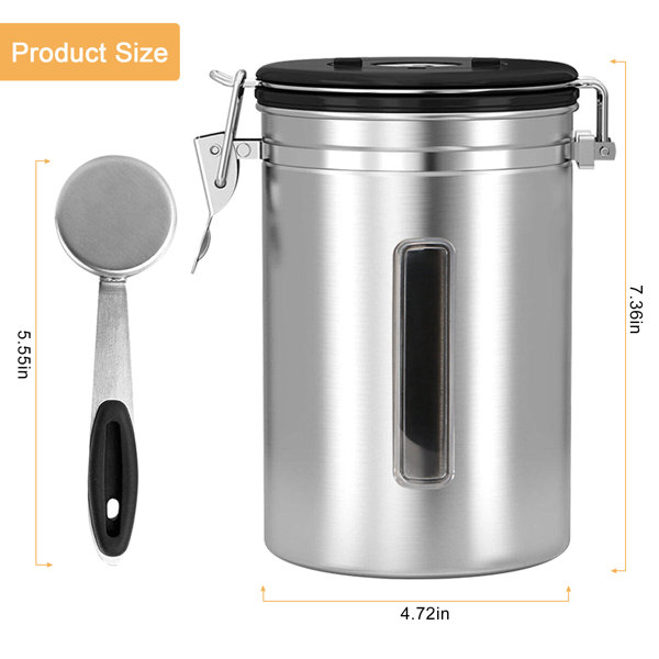 Coffee Canister Airtight Steel Storage Container One Way Valve Coffee Container Latitude Run
