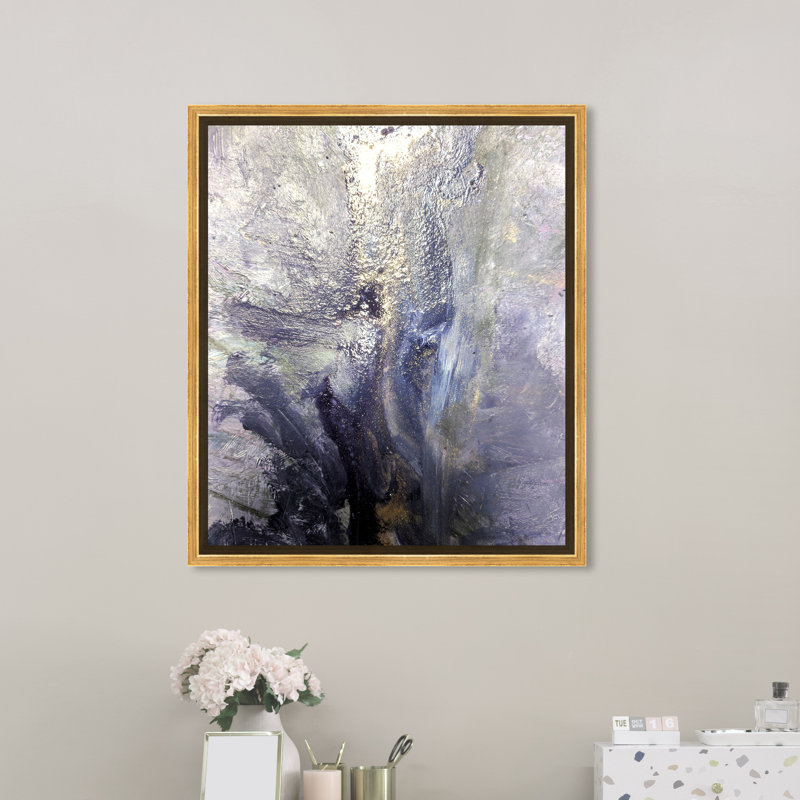 «Dreaming Abstract Silver Abstract», impression sur toile tendue, H 30 po x l 24 po, Cadre flottant doré