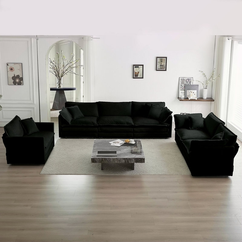 Canapé moderne, ensemble de canapé modulaire à assise très profonde 3 pièces pour salon, canapé surdimensionné, canapé 3 places, causeuse et canapé simple