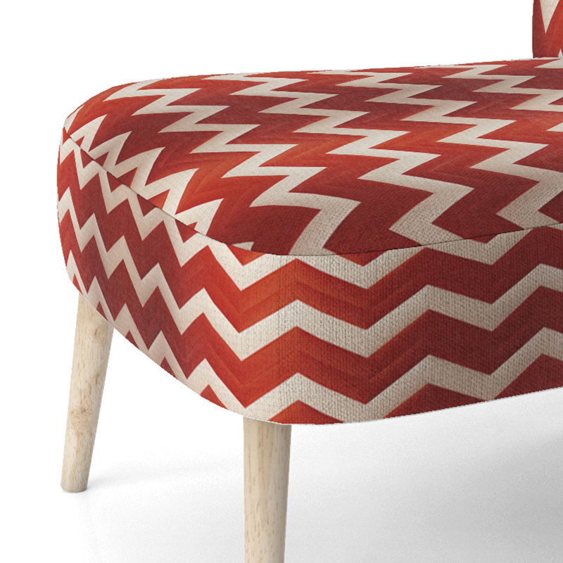 Gris, blanc, motif géométrique neutre à chevrons - Chaise d'appoint rembourrée moderne, chaise d'appoint à motif de chevrons