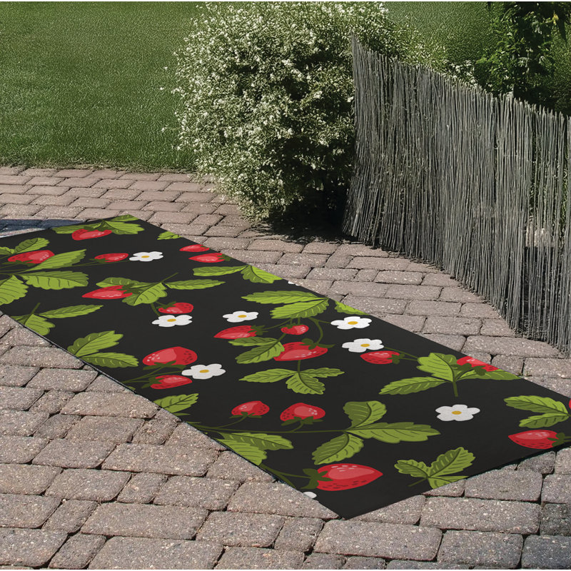 Strawberries Outdoor Rug, Runner 2'6" x 8'