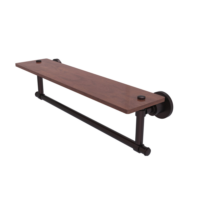 Arviso Bracket Shelf with Towel Bar, Antique Bronze, 4" H x 22" W x 5" D