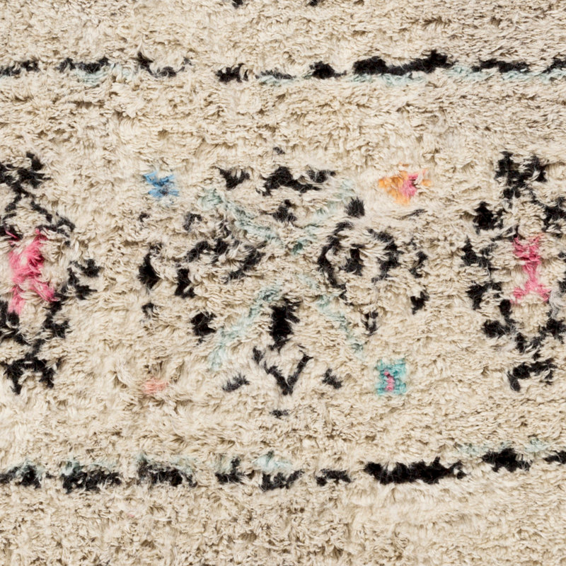 Riad Hand-Knotted Neutral/Black Area Rug, Rectangle 4' x 6'
