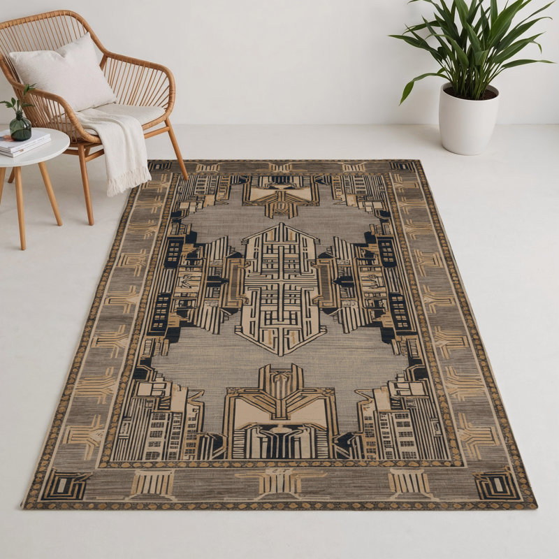 Tapis intérieur et extérieur ArtDeco, Rectangle 5 pi x 7 pi