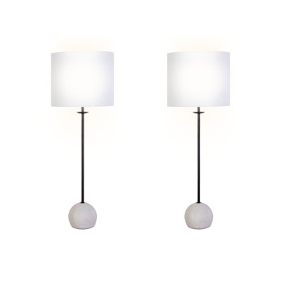 Urban Sphere Concrete Table Lamp - Matte Black - Set of 2