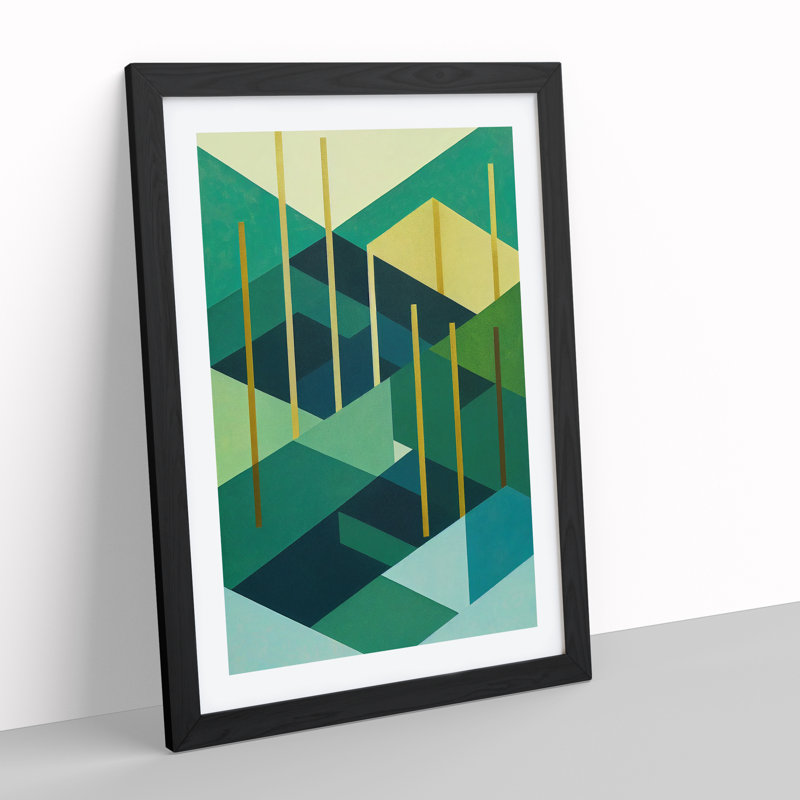 Abstract Forest Shapes No.2 - Wrapped Canvas Print, 34cm H x 25cm W x 2cm D, Black Framed