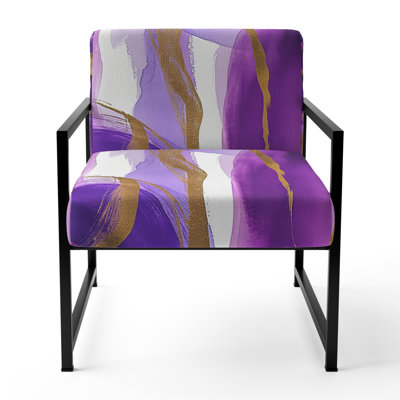 Mowatt Mettalic II - Upholstered Purple And Gold Glam Accent Arm Chair