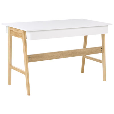 Home Office Desk THESLAY Light Brown/ White 120 cm 60 cm