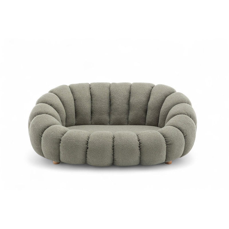 Mirielle Evins 2 Seater Teddy Boucle Loveseat, Sage Green