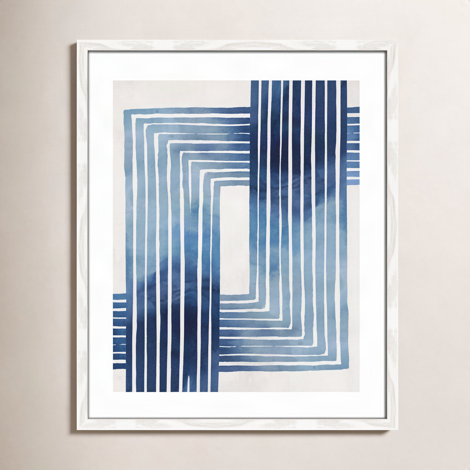 Lanny "In Unison" Painting by Eva Watts, 25.5" H x 21.5" W x 0.75" D, White Wood Framed Paper