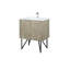 Meuble-lavabo rustique en acacia 30 po X P 20 po D, dessus en quartz blanc et robinet chromé