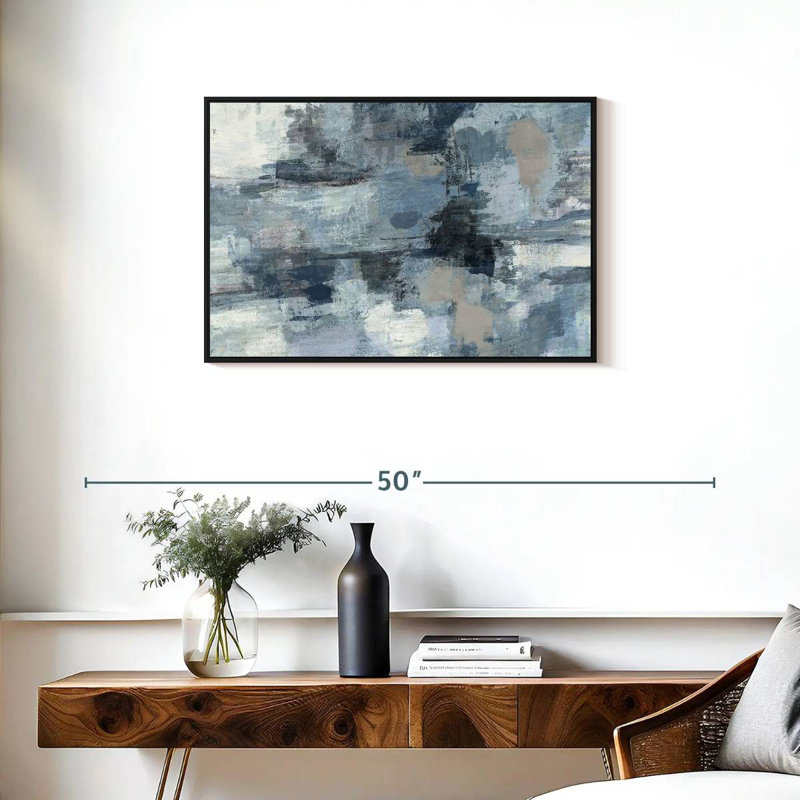 Indigo dans les nuages et culture grise, Cadre flottant noir, 31 po x 21 po