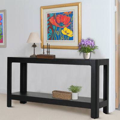 Modern Minimalist Wood Console Table with Open Shelf by Latitude Run